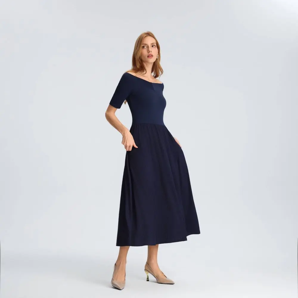 Women's Raglan Short Sleeve Twofer Midi A-Line Dress - A New Day