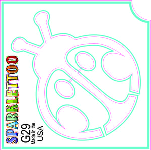 Ruby Red Paint G29 2 x 2 in. 3 Ply Ladybug Design Glitter Tattoo, Pack of 100