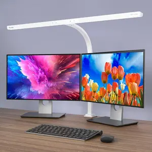 LED Desk Lamp 31.5'' Wide Bright Office Lighting Computer Monitor Light Dimmable Table Light for Workbench Monitor Drawing WC207 with Adjustable Gooseneck and Auto-Dimming