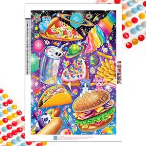 Food & Planet Pattern DIY Diamond Arts Colorful Painting Kit without Frame, 5D Diamond Arts Colorful Painting Kit, DIY Wall Art Decor for Home, Diamond Painting Kits