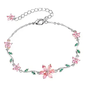 September Laurel  Dainty Flower Zircon Bracelet, Stylish and Elegant Jewelry for Women, Perfect Birthday Gift for Bestie, Fashionable Bracelet Gift for Boyfriend, Husband, or Teen”