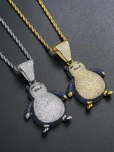 Men's Pokémon Pet Pikachu Pendant Necklace, Zircon Hip Hop Jewelry, European and American Style, Anime Inspired Accessory