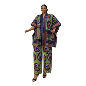 CRZ Royal Apparel Ankara Kimono Jacket and Pant Set With Zipper
