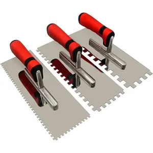 Concrete Trowel Tile Tools Stainless Steel Square Notched Trowel Set 3 PC (Notch Size: 5/32" & 5/16" & 1/2") Masonry Hand Kit for Wall Floor Tiling Installation