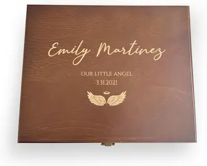 Personalized Memorial Keepsake Box: Engraved In Loving Memory, Walnut Pine Wood,christmas gift,Gift box