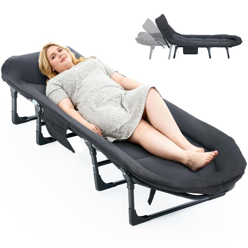 Camping Cot for Adults, 6-Angle Adjustable Folding Camping Bed with Mattress, Lightweight & Portable for Camping, Office, Outdoor, Supports 450 lbs with Carry Bag Camping Cot for Adults, 6-Angle Adjustable Folding Camping Bed with Mattress, Lightweight & Portable for Camping, Office, Outdoor, Supports 450 lbs with Carry Bag