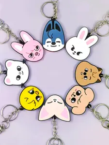Cute Kpop Animal Face Keychain Set – Acrylic Character Bag Charm – Idol Fan Accessory Gift