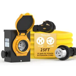 TOOLIOM 50 Amp Generator Power Inlet Box, NEMA SS2-50P Power Inlet Box and 50 Amp RV Power Extension Cord, 25FT/40FT NEMA 14-50P to SS2-50R Generator Extension Cord