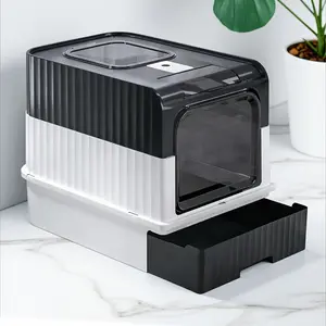 Portable Large Dual-Channel Cat Litter Box, Drawer Closure Odor-Proof Splash-Resistant Design, Easy Clean Indoor Outdoor Standard Cat Toilet