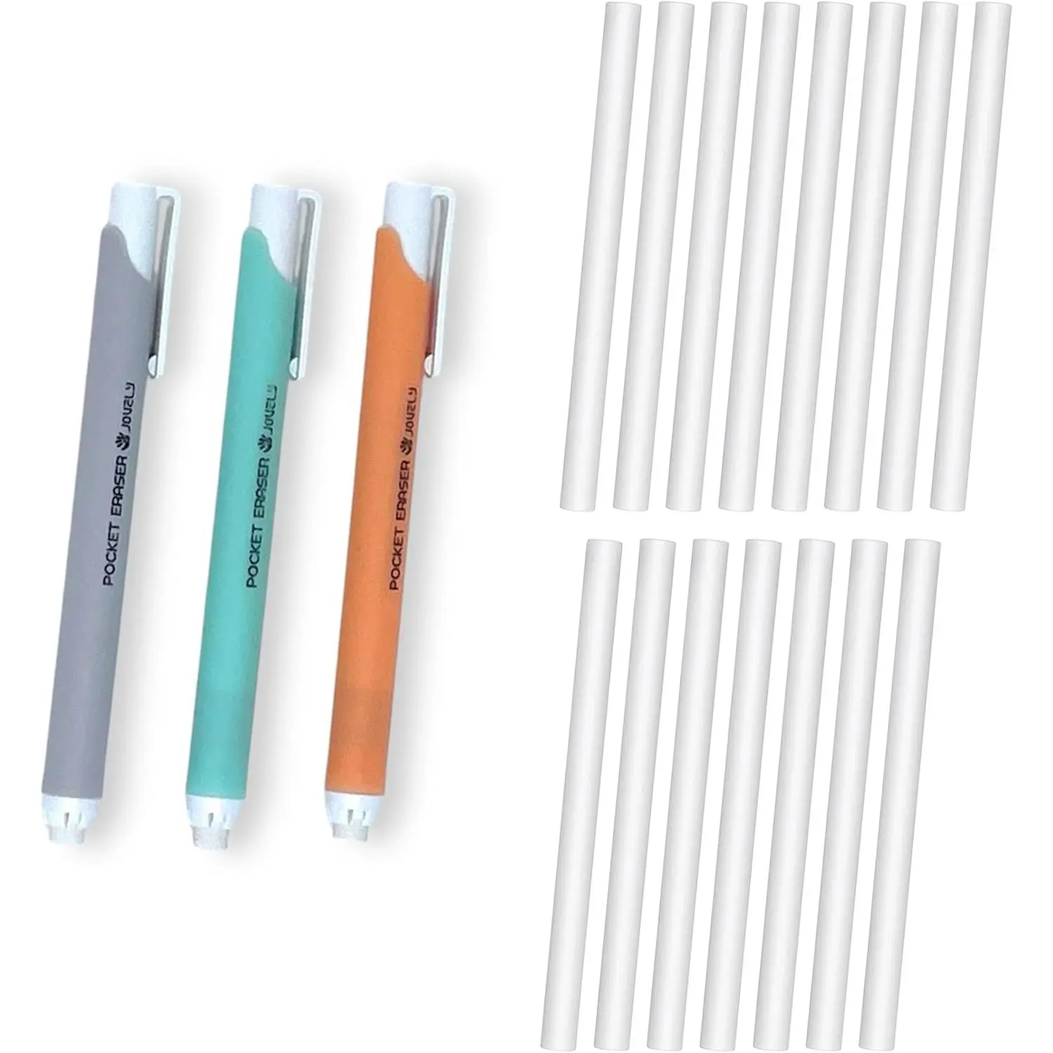 Mechanical Pocket Retractable Pen-Style Eraser, Precision Erasing Tool with Push-Button Design, Portable for Artists and Students, Home & Office Supplies, Includes 15 Refills, Mechanical Pocket Retractable Eraser