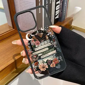 Moonlight Flower Pattern Magnetic Phone Case Supports Wireless Charging for iPhone 17 15 16 14 Pro Max 13 12 11 XR XS AIR Plus E Shockproof Non Slip Protection Silicone Transparent Acrylic Cover Cellphone Protective