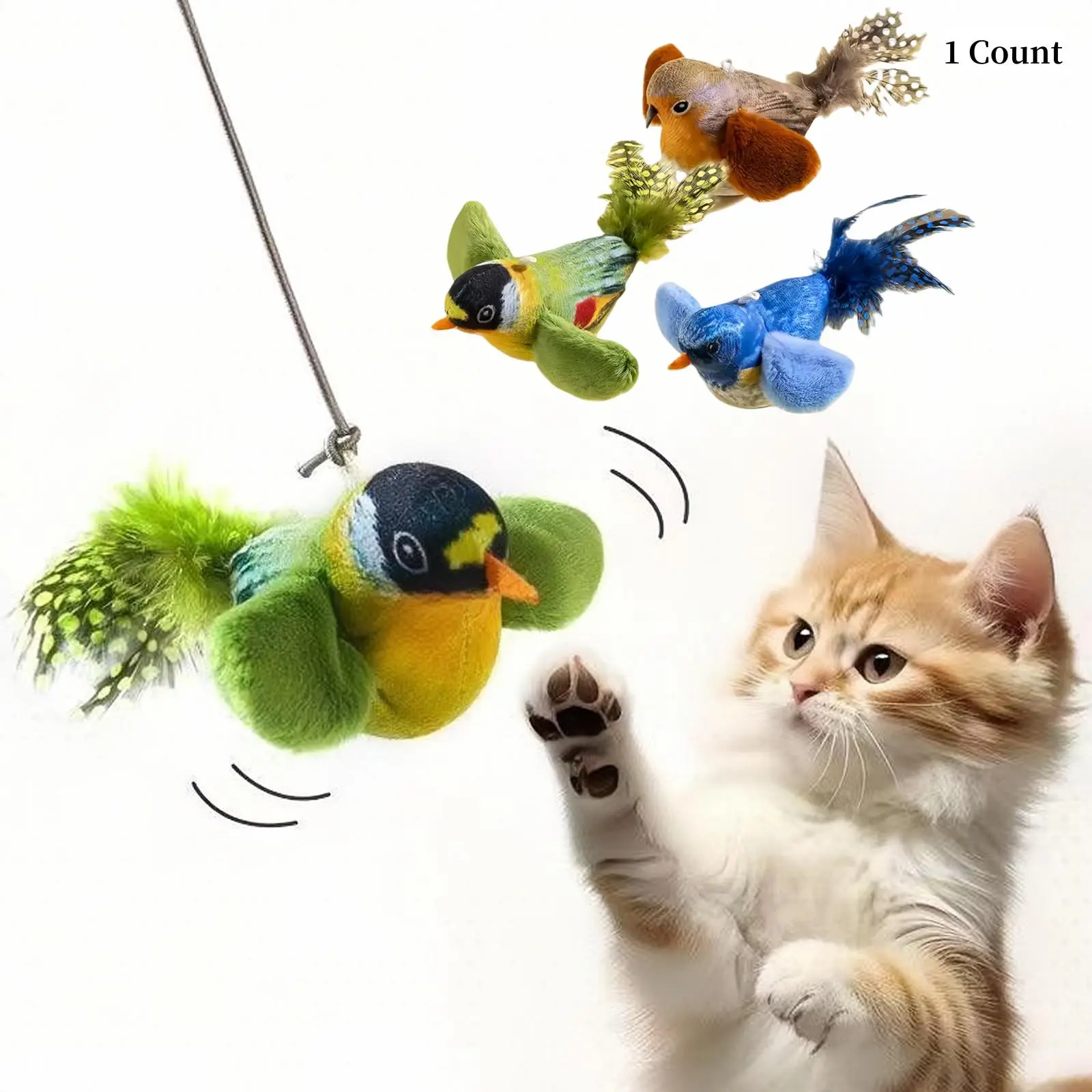 Bird Design Cat Toy, 1 Count Interactive Cat Teaser Toy with Feather Tail, Touch Activated Simulation Sound Molding Toy, Cat Toys, Pet Supplies, Chris
