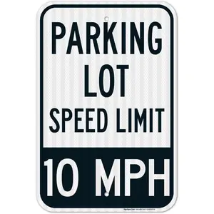 Parking Lot Speed Limit 10 Mph Sign, 12x8 Inches, Rust Free .040 Aluminum, Fade Resistant, Made in USA by Sigo Signs