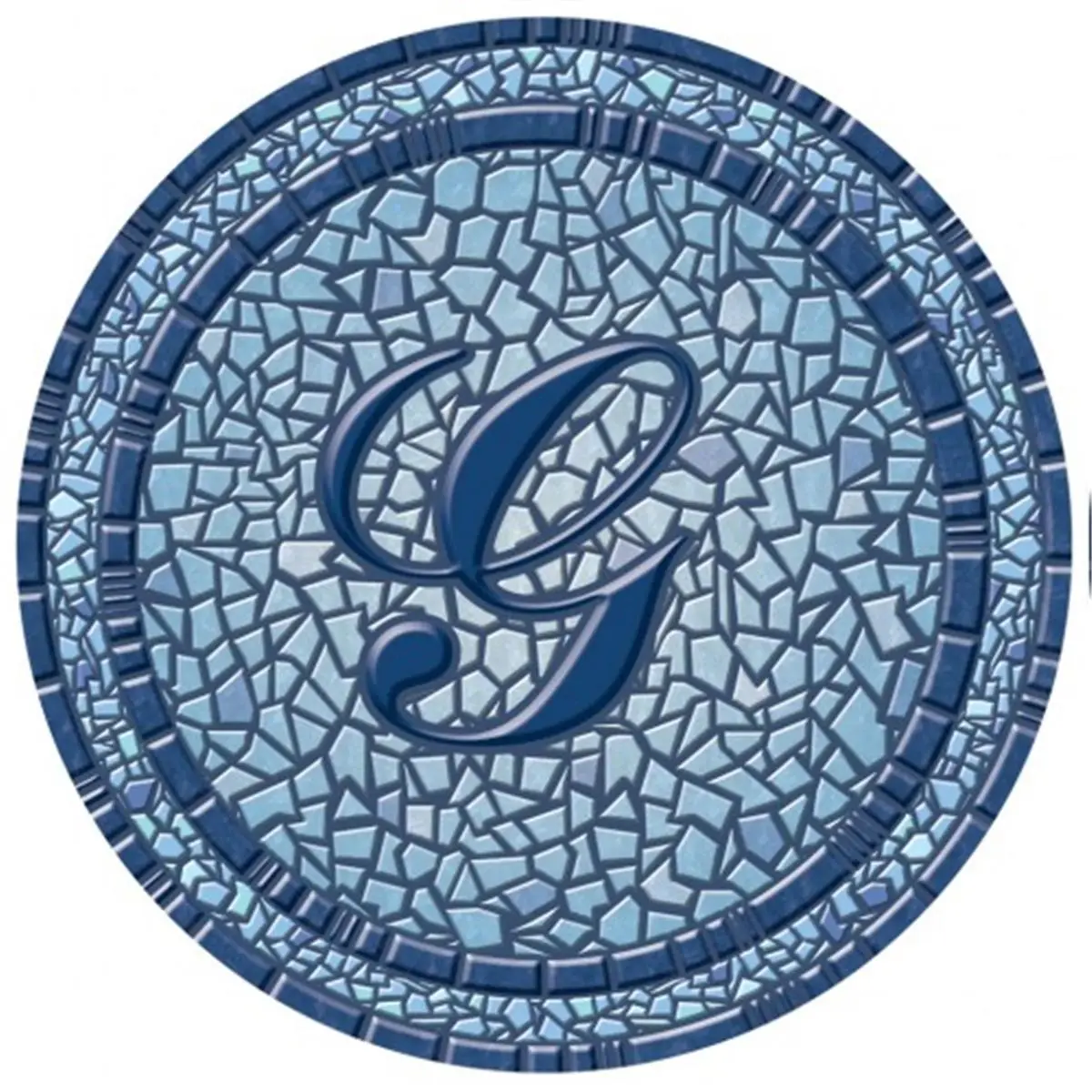 POOLSAIC 67B00-0044G Monogram Blue Mosaic Moisture-Proof Pool Mat, 29 in Dia, Durable, Automatic Cleaner-Compatible