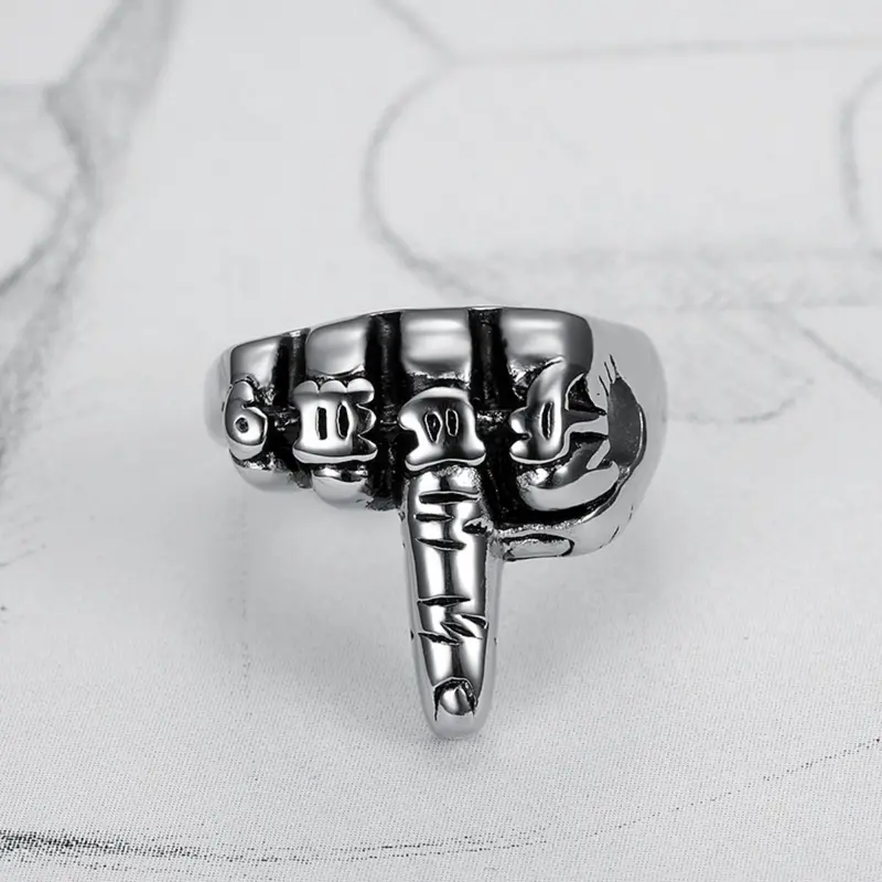 Men's Geometric Stainless Steel Ring - Punky Retro Punk Alt Style Men's Accessories for Daily Dark Aesthetic Fashion Costume Jewelry, Geometric Rings