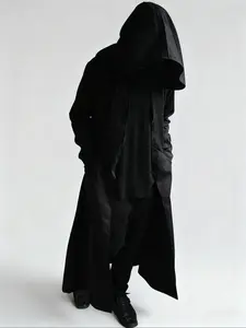 Men's Gothic Hooded Trench Coat – Black Oversized Robe for Cosplay, Dark Aesthetic & Streetwear Men's Gothic Hooded Trench Coat – Black Oversized Robe for Cosplay, Dark Aesthetic & Streetwear