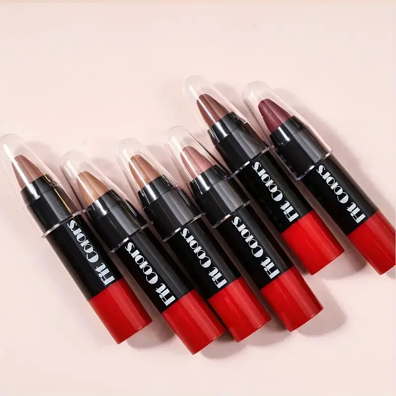 6pcs Crayon-Form Lipstick Multi-Pack with Matte Lip Liner Pencils - Alcohol-Free, Easy-to-Apply, Smudgeproof, Waterproof, Long-Lasting, Hydrating Youth Cosmetic Makeup (Free of Harmful Additives, Vibrant Shades), Contains Neither, Moisturizing