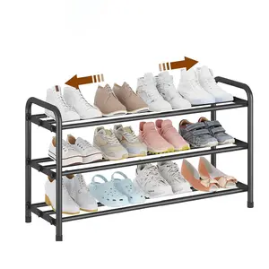 Expandable Shoe Rack Organizer – 3-Tier Shoe Shelf for Closet, Entryway & Front Door – Space-Saving Shoe Storage Solution