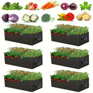 6-Piece Large 9.5 Gallon Plant Bags with Handles, Heavy-Duty Non-Woven Fabric Planter Boxes, Planter Pots, Portable Vegetable Flower Root Crop Gardening