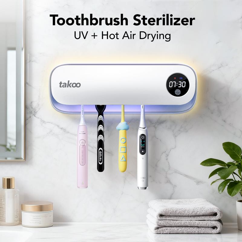 Toothbrush Razor TAKOO Toothbrush & Razor Sterilizer, Automatic UV Light Disinfection ...