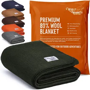 Woolly Mammoth Merino Wool Blanket - Large 66" X 90", 4LBS Camp Blanket for Cold Weather