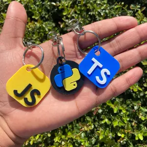 Programming Language Keychain Set Python JavaScript & TypeScript Perfect Gift for Programmers Software Developers Tech Lovers Handmade in the USA