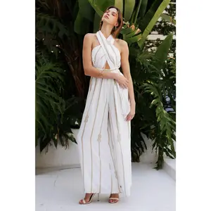 Cross-Halter Rope Detail Jumpsuit