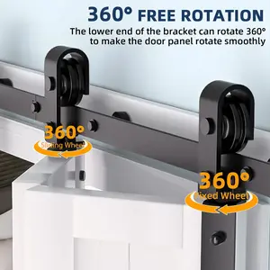 36"/52”/72” Barn Door Track Sliding Kit,Side Mounted Black Roller, Smoothly and Quietly, Easy Install, Heavy Duty, Up to 200 LBS, Bifold Door Hardware for 2 Doors (Door Not Included)