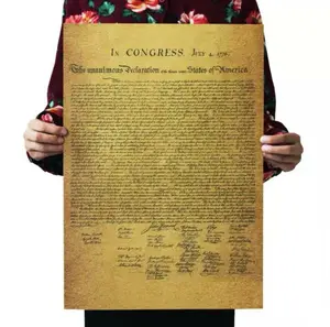 The Declaration of Independent Poster, Antique-Style U.S. Historical Document Print on Durable Kraft Paper – Patriotic American History Wall Art for Home, Office, Classroom, or Gift – 1776, No framed, 20x14inch