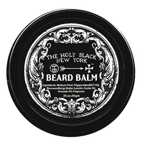Beard Balm- The Holy Black - Strong Hold, comfort, non hardening Hairrcare Beeswax Coconut Jojoba Nourishing classic barbershop scent Scented Avocado