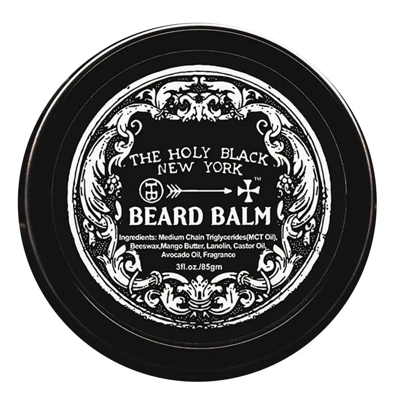 Beard Balm- The Holy Black - Strong Hold, comfort, non hardening Hairrcare Beeswax Coconut Jojoba Nourishing classic barbershop scent Scented Avocado