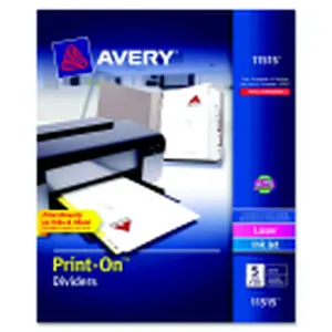 Avery Paper Print-On Divider With 3-Hole Punched And 5-Tab - White, Pack 5