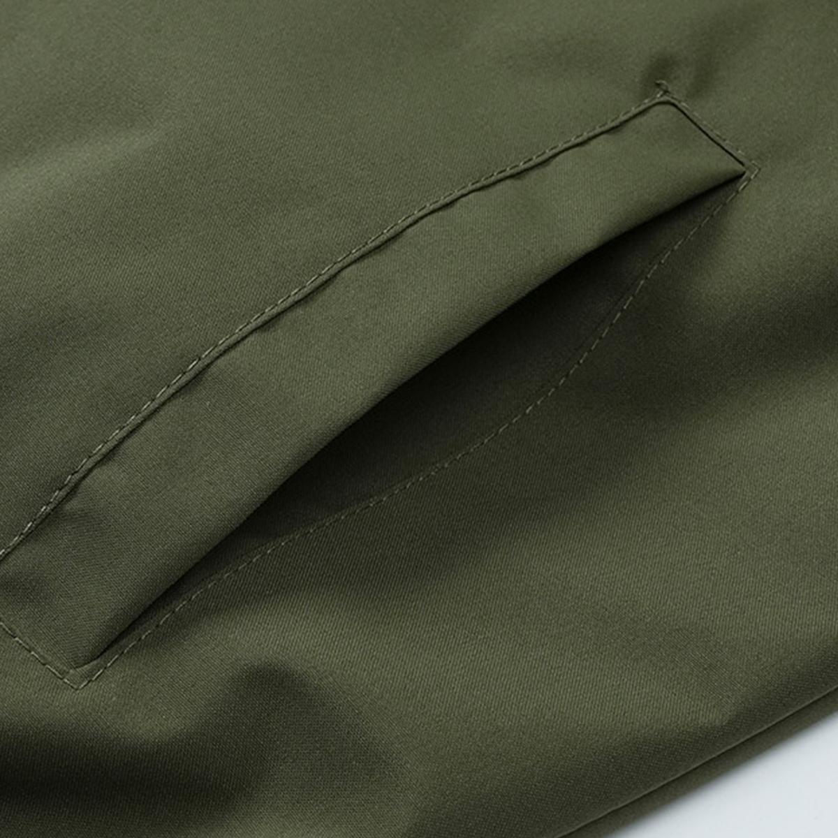 Men's Solid Color Flight Jacket Casual Coat, Versatile Casual Stand Collar Zipper Long Sleeve Coat, Zipper Jacket, Polyester Fiber Jacket, Suitable for Spring and Autumn Outdoor Use. Menswear Beige