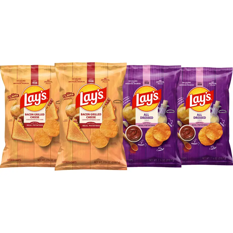 Lay's Flavor Chip Bundle: All Dressed & Bacon Grilled Cheese: 4 Count, 7oz each