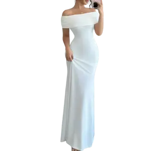 Verngo Women's Off-Shoulder Backless Bodycon Maxi Dress - Women's Clothes, 100% Polyester, Slightly Stretchy, Casual Style, Machine Wash Cold, Tumble Dry Low, Minimalist Design, Long Dresses For Women, Off-Shoulder Casual Dresses