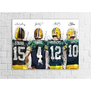 Jordan Love, Aaron Rodgers Poster Print Unframed, Brett Favre Poster, Man Cave, Kids room