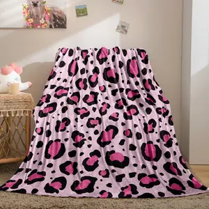 Leopard Print Flannel Blanket, Soft Throw Blanket, Air-conditioned Room Blanket, Warm Nap Blanket for Home Office Travel, Gift for All Ages