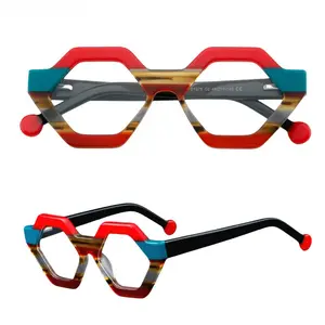 BETSION Acetate Irregular Eyeglass Frame Women Men Retro Anit blue blocking Reading Glasses 4 Color Glasses