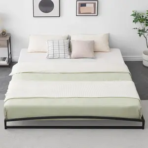 【Christmas Gift】Low Bed Frame, 6 Inch Metal Platform King Bed Frame, Heavy Duty Low Profile Bed Frame No Box Spring Needed, Mattress Foundation with Steel Slats Support