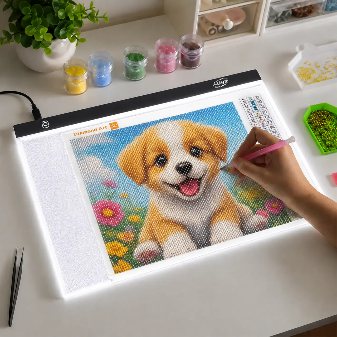 A3 LED Light Pad for Diamond Painting, 40x33cm Dimmable Tracing Light Board with Scale Marks, USB Powered Drawing Copy Pad for Sketching, Tracing, Calligraphy and DIY Crafts，StarFly
