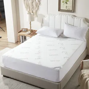 【Memorial Day】BEDLORE Cooling Bamboo Textured Fitted Mattress Protector: Ultra-Soft, Breathable & 100% Waterproof Deep Pocket Sheet with Non-Slip Skirt, Noiseless & Washable Cover for a Spa-like Tranquility in Your Master Bedroom or Guest Room.