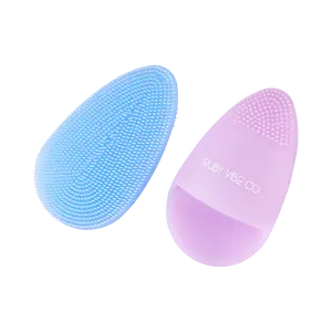 [RUBY VIBE CO] Super Soft Silicone Face Cleansing & Massaging Brush - Manual Facial Scrubber for Sensitive, Delicate and Dry Skin, Pack of 4