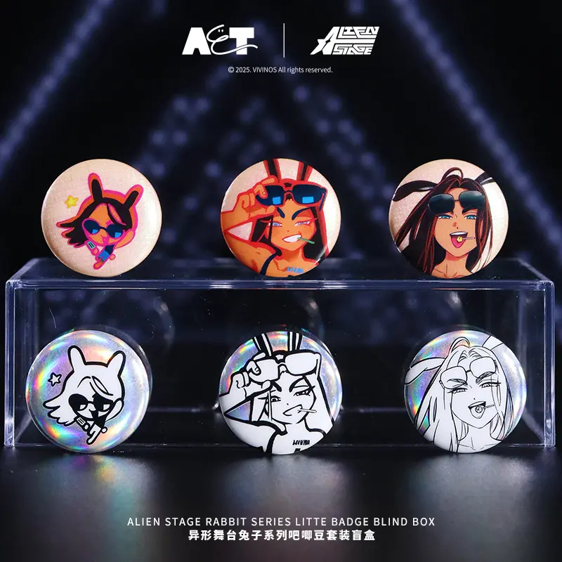 Alien Stage Bunny Series Badge Blind Box - 6 Cute Anime Pin Badges ...