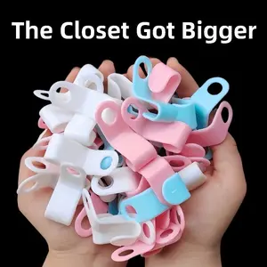 100pcs Heavy-Duty Plastic Clothes Hanger Clips Multi-Color Stackable Design Durable Closet Organizers Space-Saving Hanger Connectors for Shelves Hanging Rods & Closet Organization Secure Grip for Shirts Dresses Coats Easy Clip-On Installation,summervibes