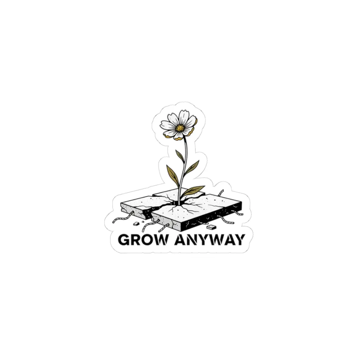 Grow Anyway Kiss-Cut Sticker | gritty botanical halftone, weedcore