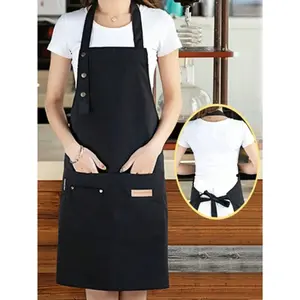 1Pc Kitchen Waterproof Oil-Proof Apron for Home Use, Aprons with Pockets, Polycotton Stain-Resistant Kitchen Aprons, Cooking Aprons