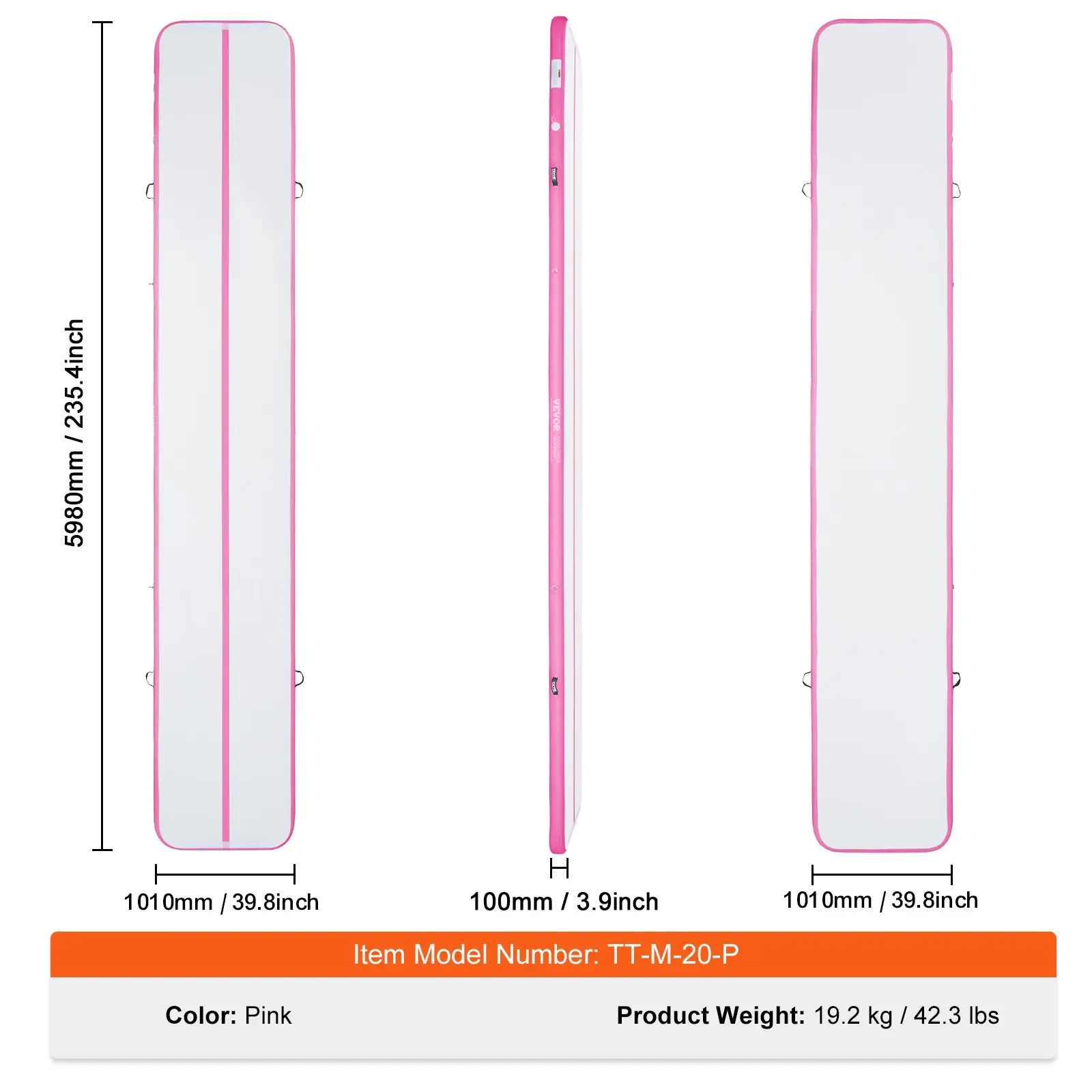 Mat - 20 ft x 3.3 ft x 4 in - Pink