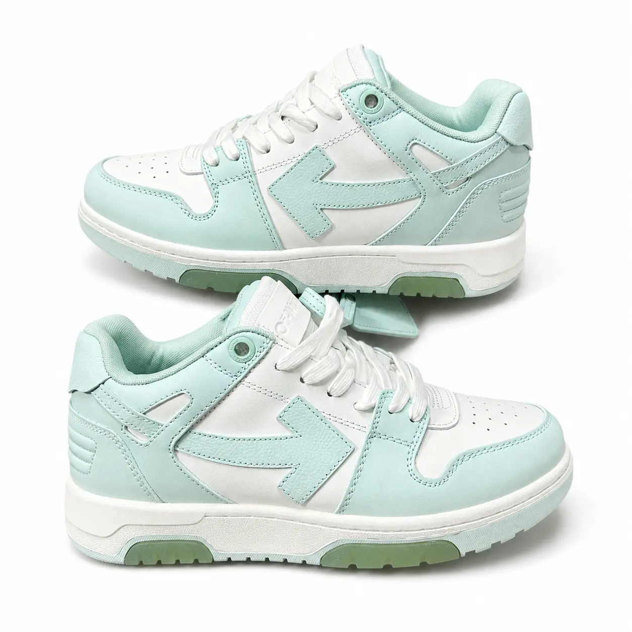 White Mint Green Sneaker - Classic Low-Top Sneakers – Comfortable Lace-Up Walking Shoes