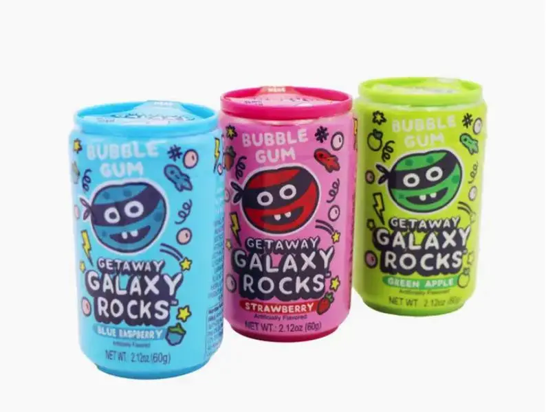 Kidsmania Galaxy Rocks Sweet Bubble Gum Candy Canister Snack, 2.12 oz (2-Pack)