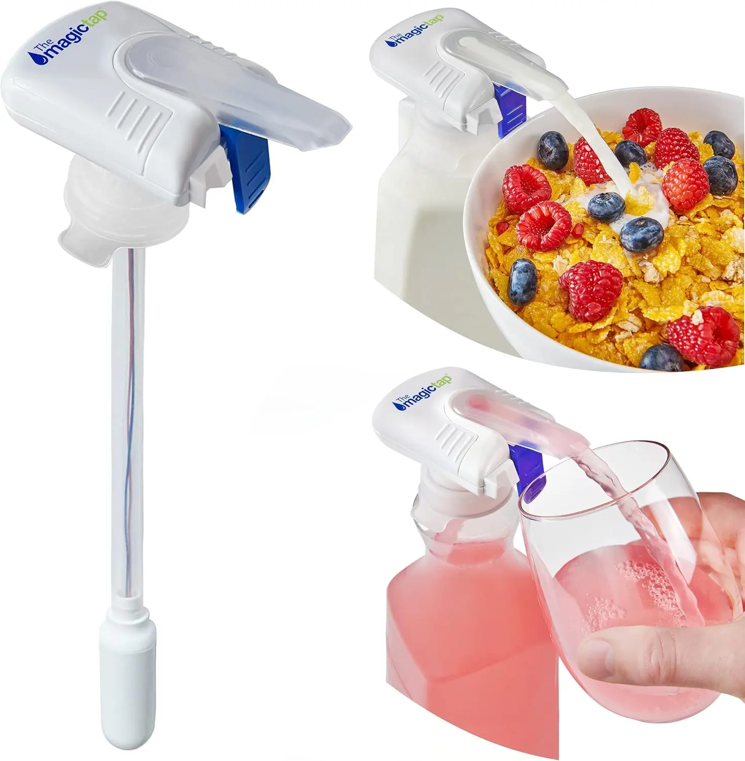 The Magic Tap Automatic Drink Dispenser - Hands-Free Beverage Dispenser for Fridge - Perfect for Milk, Juice - Gifts for Women & Men - 1 Pack, White Kitchen Silicone Utensils Bottle